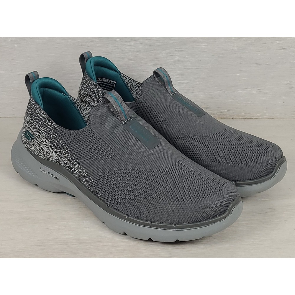 Skechers GoWalk 6 Mens 11 Wide Charcoal Grey Slip On Walking Shoes 216202WW